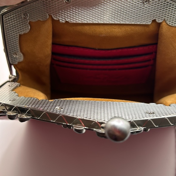 Patricia Nash Rosario Tooled Clutch Bag w/chain Burnished Pink Leather EUC - Picture 5 of 12